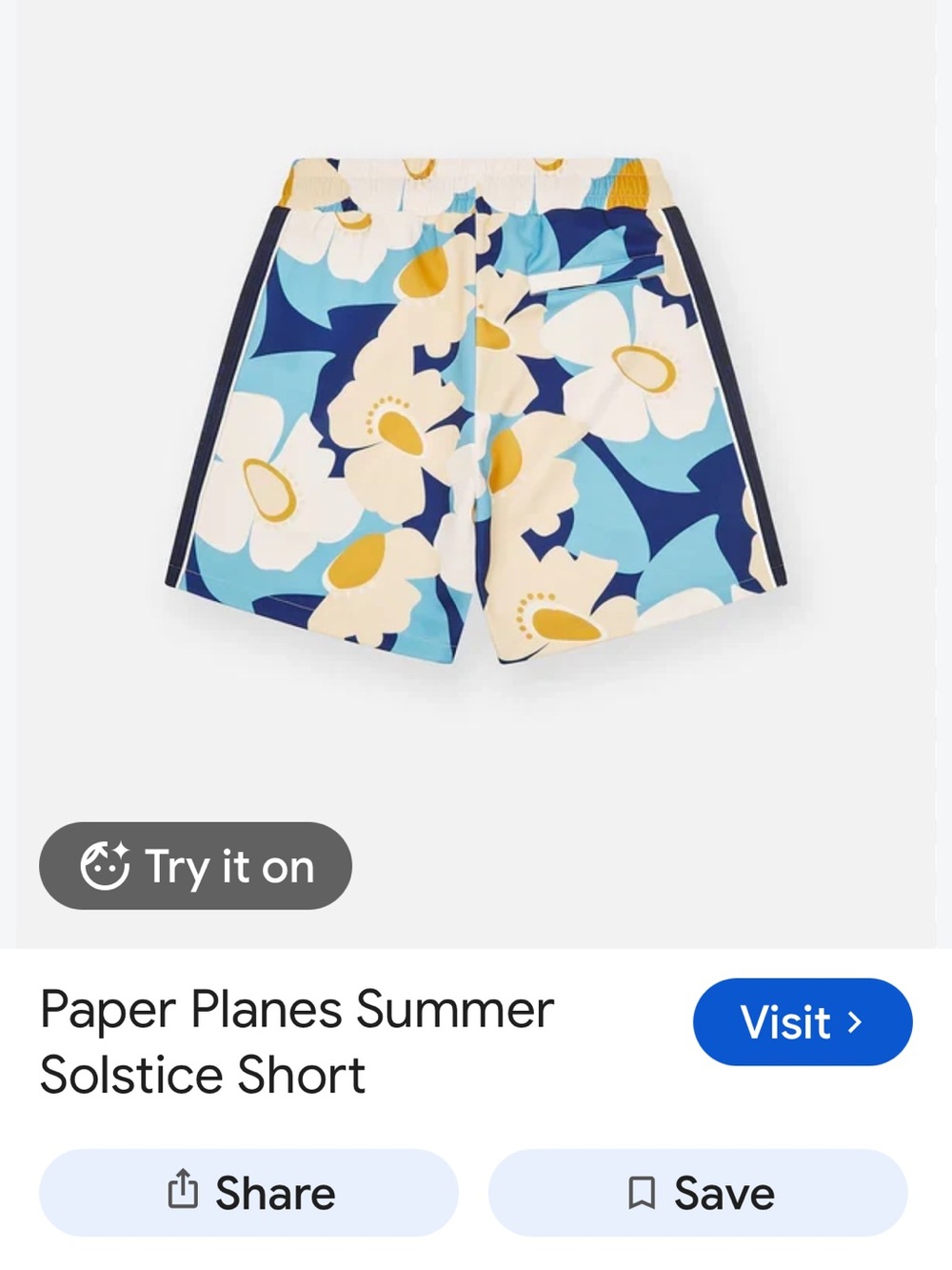 Floral Swim Shorts - Blue & Cream